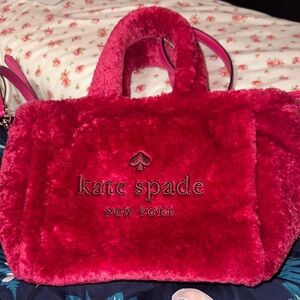 Kate Spade Red Faux Fur Tote